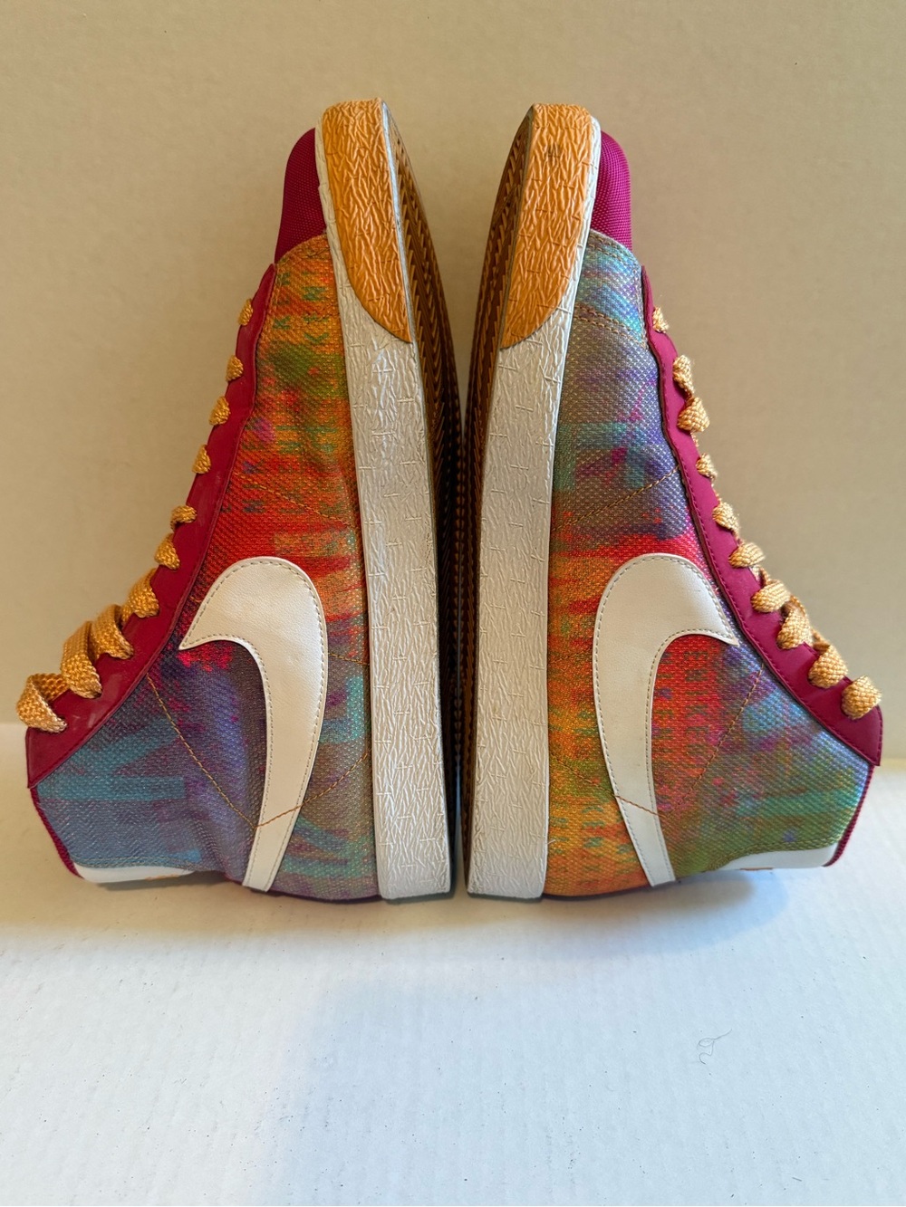 Nike Multicolor High-Top Sneakers with White Swoosh and Orange Accents - Picture 4 of 14